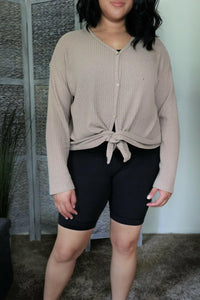 Mocha Waffle Knit Top