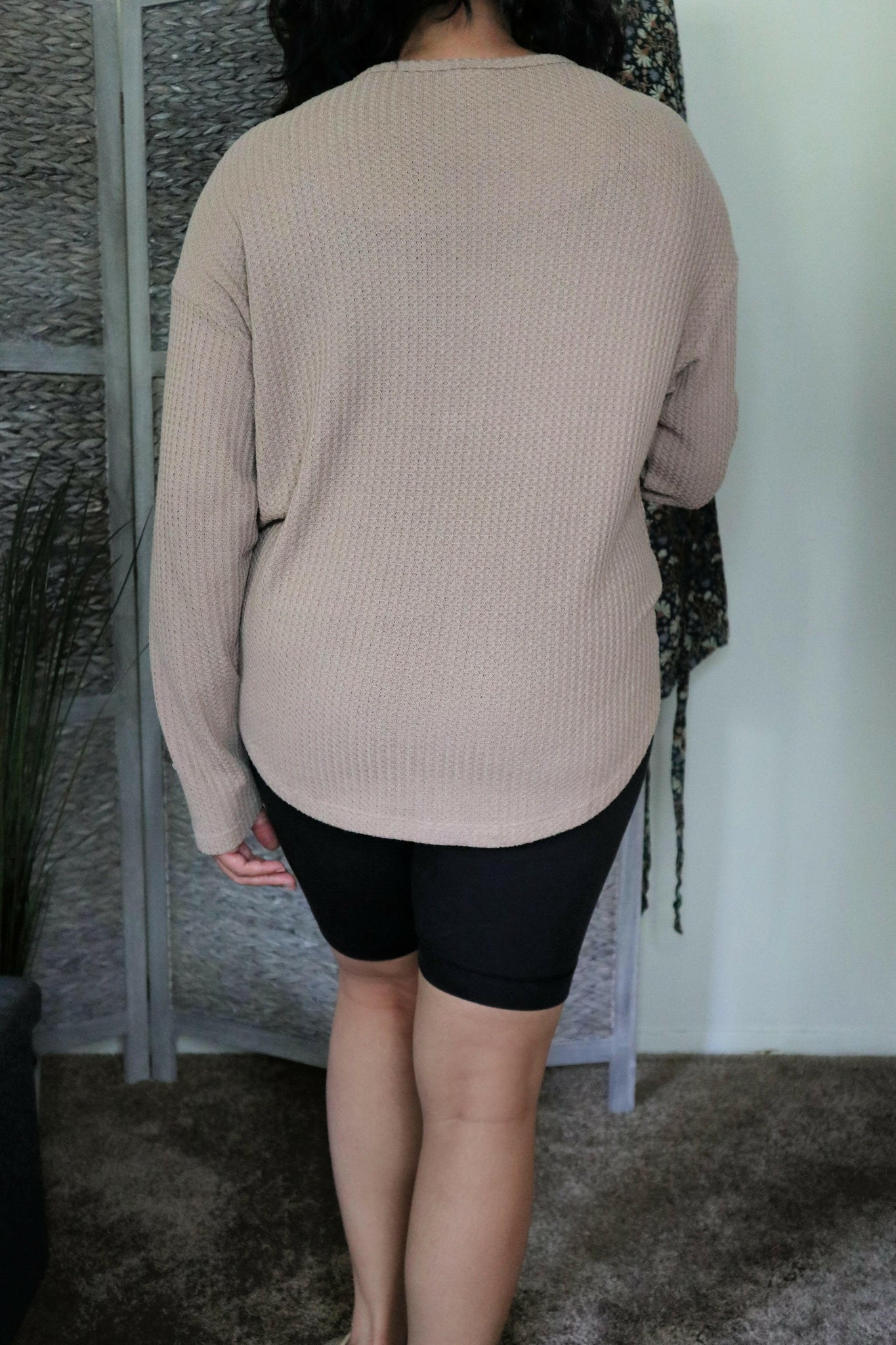 Mocha Waffle Knit Top