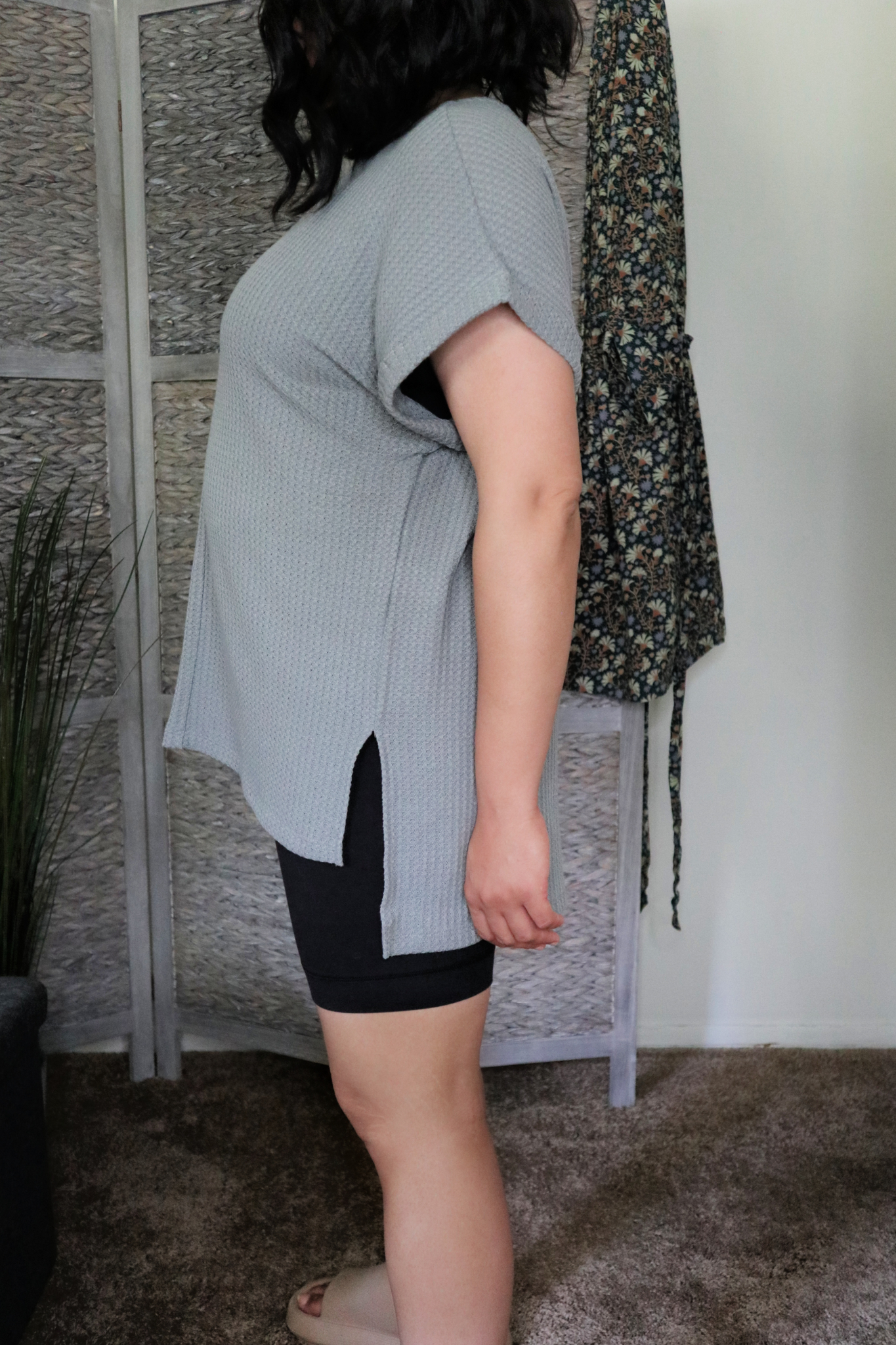 Olive Waffle Dolman Sleeve Tunic
